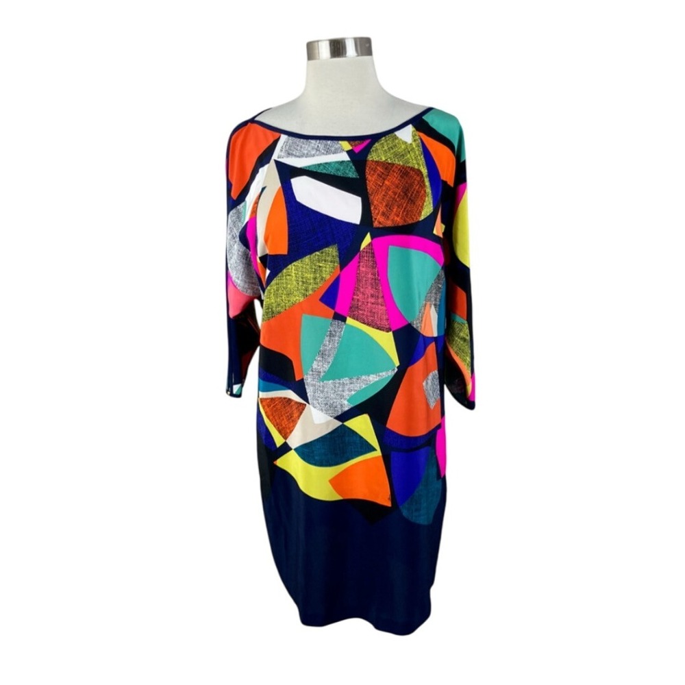 Trina Turk Dresses Colorful Silk Geometric Print 3/4 Sleeve  Dress - Size‎ 6